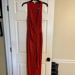 NWT. Beautiful red coral dress by Lauren. Size 6.